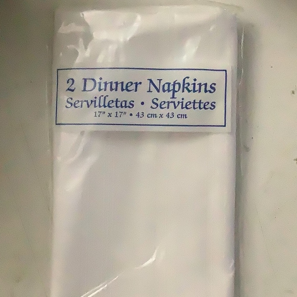 Two Pack Kmart 17" x 17" White Dinner Napkins